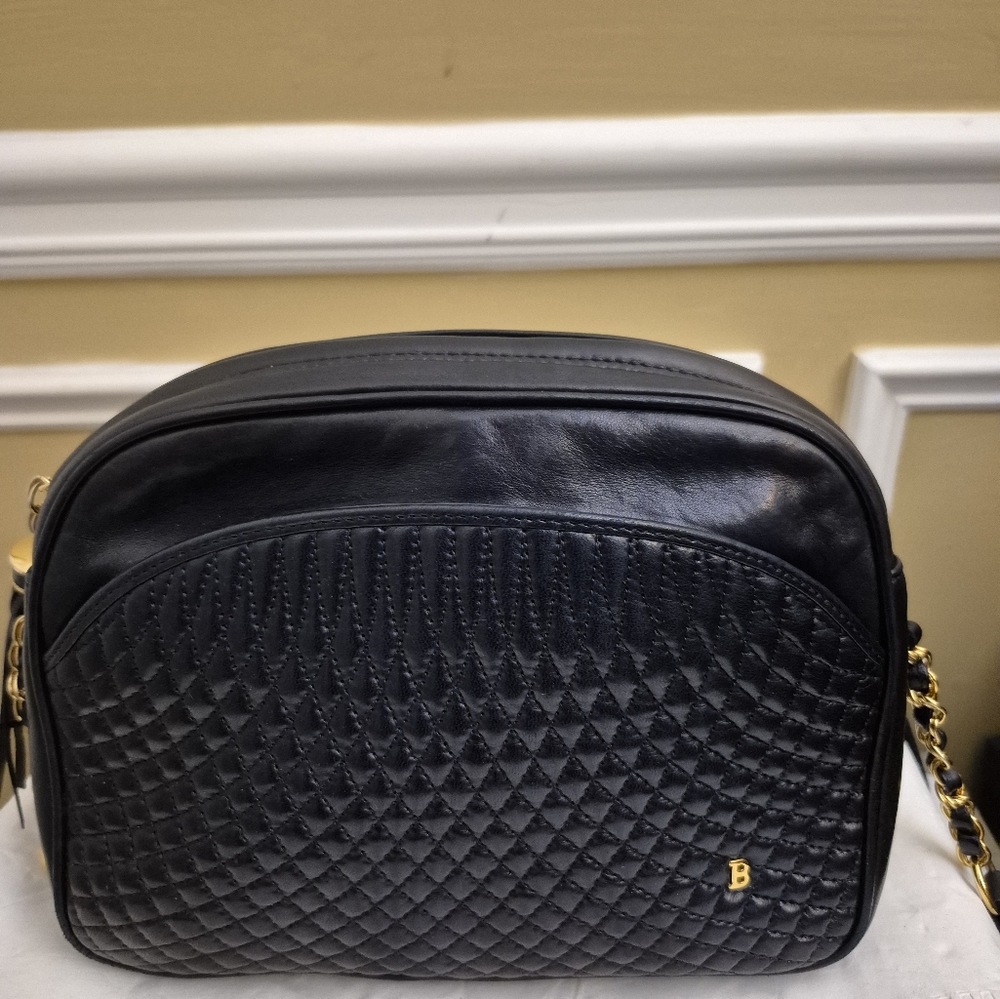 Bally Navy Blue Quilted Leather Crossbody Bag